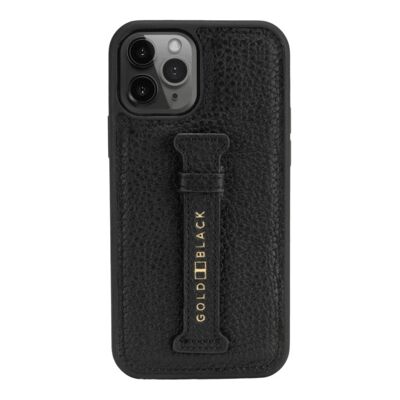 iPhone 12/12 Pro leather sleeve with finger loop nappa black