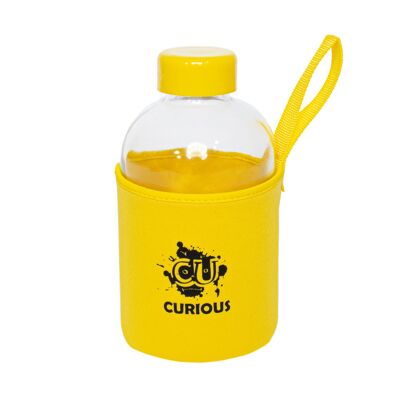 Frasco de vidrio Biggdesign Moods Up Curious con tapa de neopreno de 600 ml