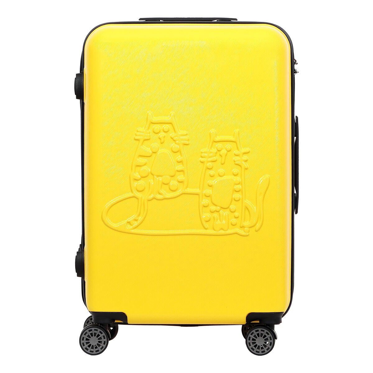 Biggdesign Cats Borsa Valigia - Valigia da viaggio Piccola - Valigia rigida con doppie ruote - Valigia da viaggio con sistema di bloccaggio - Con 4 ruote e slot per codice - 40l - Giallo