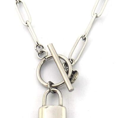 N2033-020S S. Collar de acero con candado de 16 mm Plata