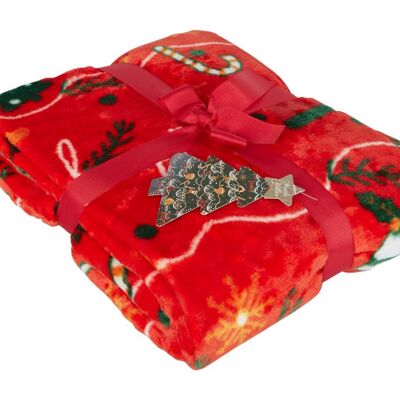 Manta para televisión 3D Wellsoft Dolce Bonita Home Holly Santa, color rojo