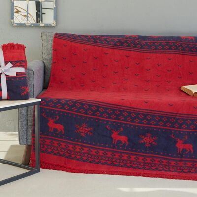 Manta de algodón para televisión Dolce Bonita Home, 127 x 155 cm, diseño de ciervo, color rojo