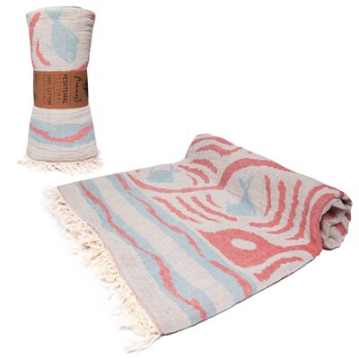 Pestemal turc à motifs pour piscine et bain ANEMOSS, 100 % coton et doux
