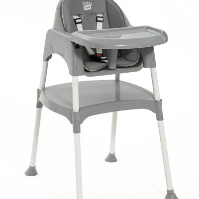 Chaise haute multi-usages Tuna Bebek Baby Plus avec plateau - Gris