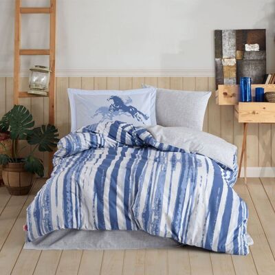 Parure de lit simple avec housse de couette en popeline de coton Hobby Cascade Blue