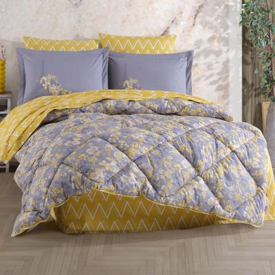 Hobby Alanza Giallo - Set da letto matrimoniale in popeline