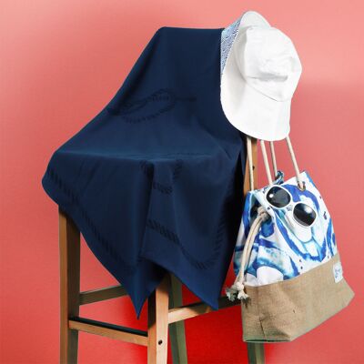 Serviette de bain, de plage et de piscine Anemoss, 100 % coton, pour enfants et adultes, 27 x 55 cm, bleu