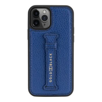 iPhone 12/12 Pro leather sleeve with finger loop nappa blue