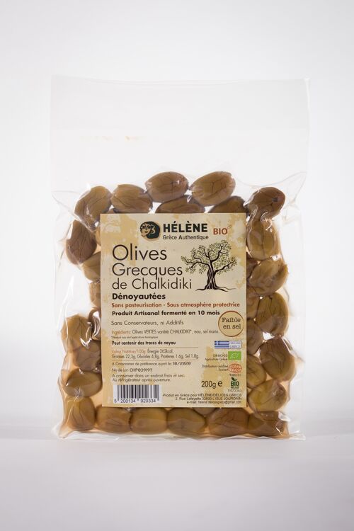 PROMO -10% - Olives vertes Chalkidikis dénoyautées BIO