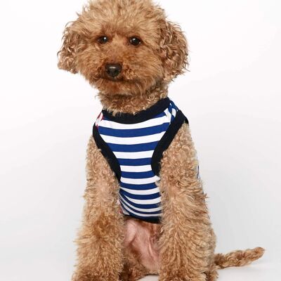 Daniel Red and Deep Blue Striped Organic Cotton Dog Bodysuit Vest
