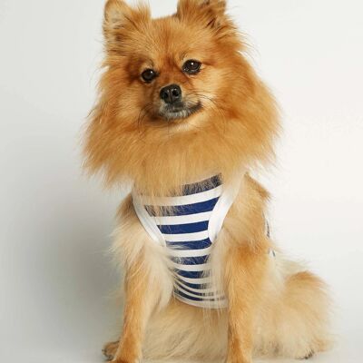 Daniel Deep Blue Gestreifte Hunde-Bodysuit-Weste aus Bio-Baumwolle