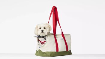 Sac de transport pour chien en toile de coton rouge et vert Constantin 1
