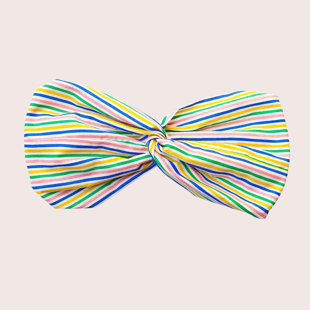 Fascia per capelli STELLA / fascia per capelli da donna in cotone a righe rosa, blu, gialle, verdi