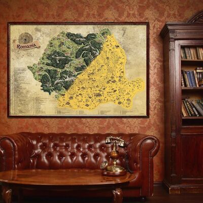 Romania XL GOLD Scratch-off map