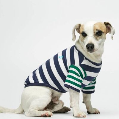 T-shirt per cani in cotone organico Ellsworth - Blu navy e smeraldo