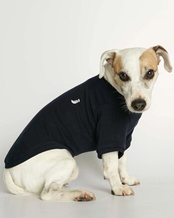 T-shirt basique pour chien en coton bio bleu marine Eva 2
