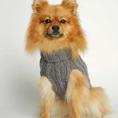 John B. Grey Merino Wool and Cashmere Dog Winter Sweater