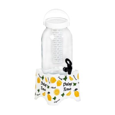 Herevin 3 lt Decorated Beverage Dispenser-Detox Time-With Infuser