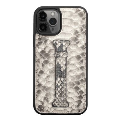 iPhone 12/12 Pro leather sleeve with finger loop Python Natural