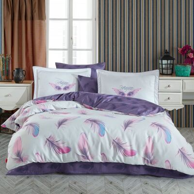 Hobby Paradise Purple - Set copripiumino matrimoniale in raso