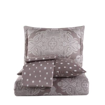 Parure de lit double en satin Hobby Ruby Cappuccino