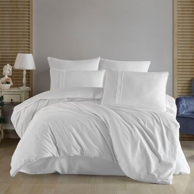 Juego de funda nórdica de satén de 300 hilos color blanco para cama doble de Hobby Plain