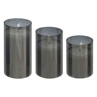 Confezione da 3 candele LED in vetro nero