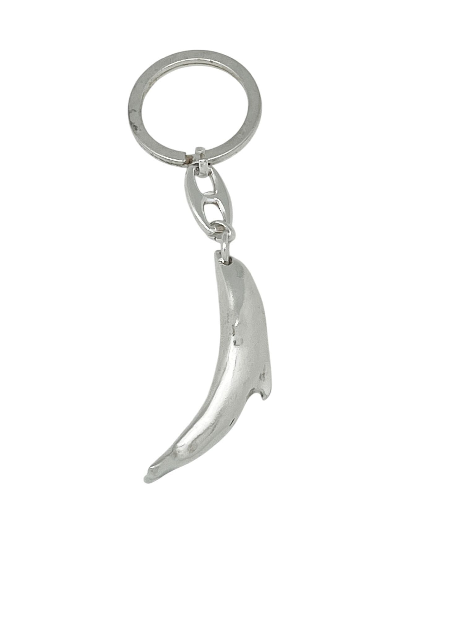 Portachiavi a forma di delfino placcato in argento