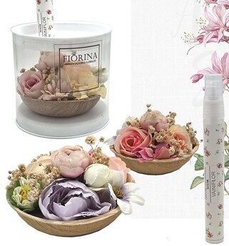 Cuenco de Flores Decorativo Perfumadas de Lino Blanco. 10cm diámetro + recuperador de esencia Lino Blanco