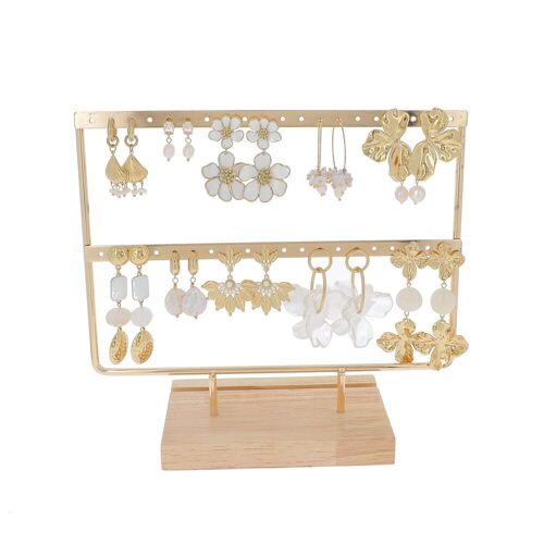 Kit de 20 (10+10) boucles - doré blanc - présentoir offert