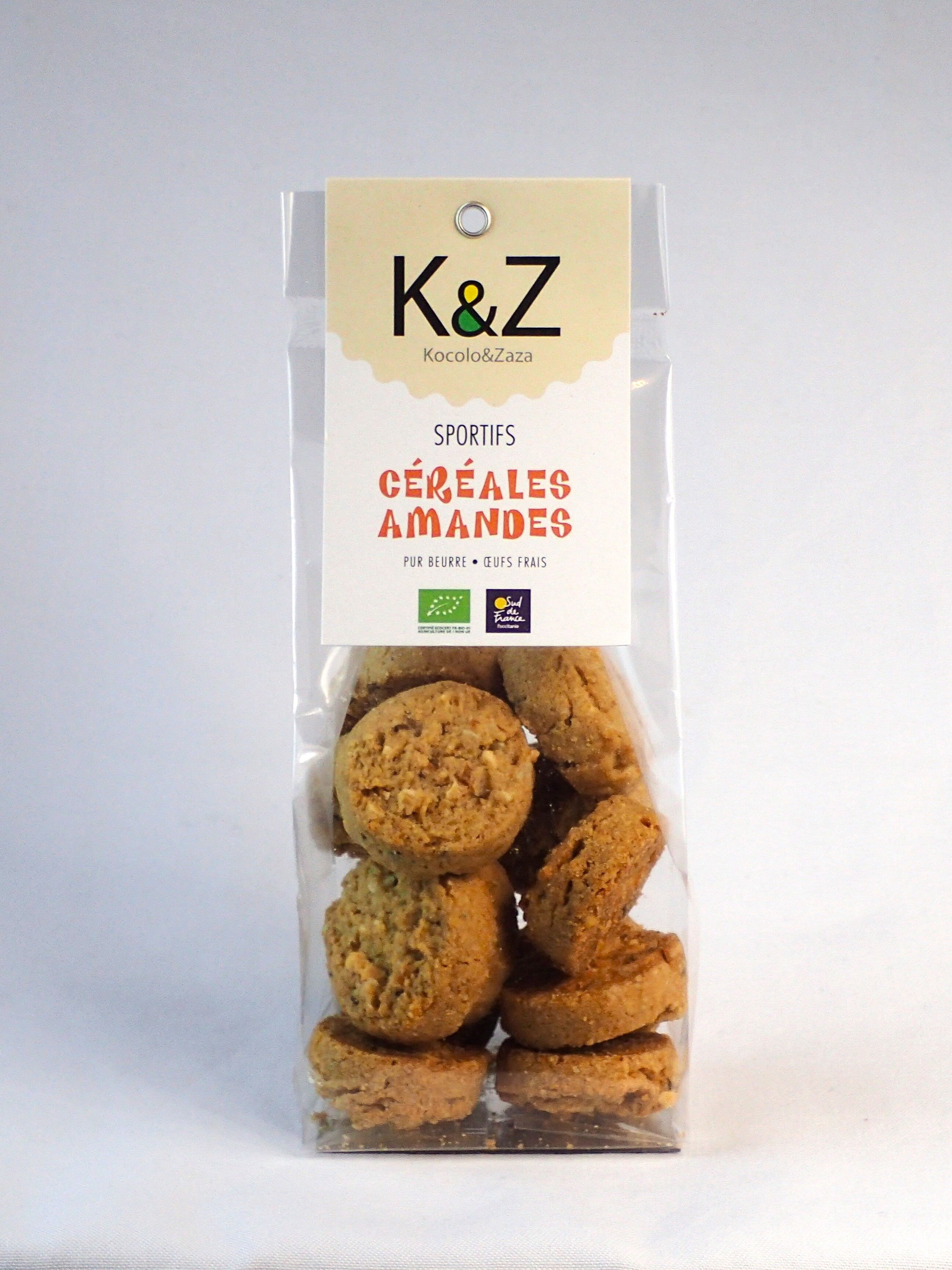 Biscotto della gamma "Les Sportifs" al gusto di cereali e mandorle in busta da 120 g