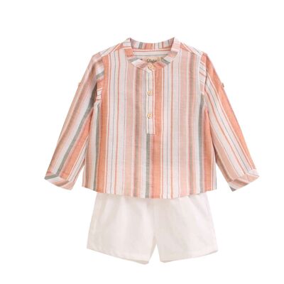 Conjunto de bebé niño de camisa manga larga y short blanco M149-29515094