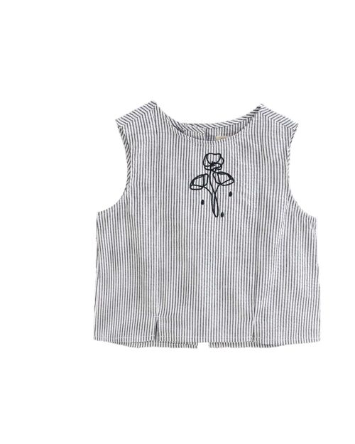 Blusa de niña a rayas con botonadura de espalda asimétrica M167-29516045
