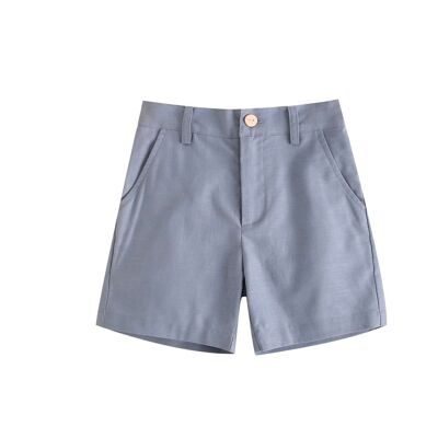 Bermuda in lino blu pastello scuro per ragazzi M21-21501423