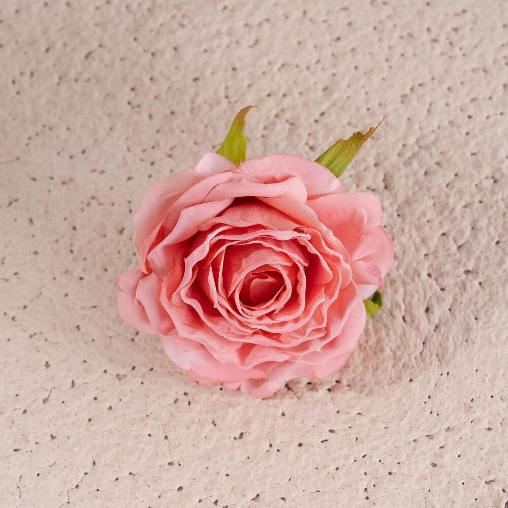 Testa di fiore di seta rosa, 7.5cm - Rosa scuro