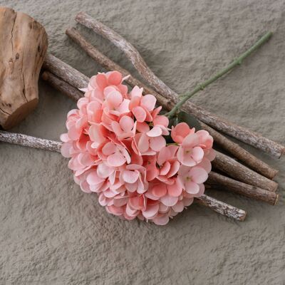 Tige de fleur d'hortensia en soie, 35 cm de haut - Pêche