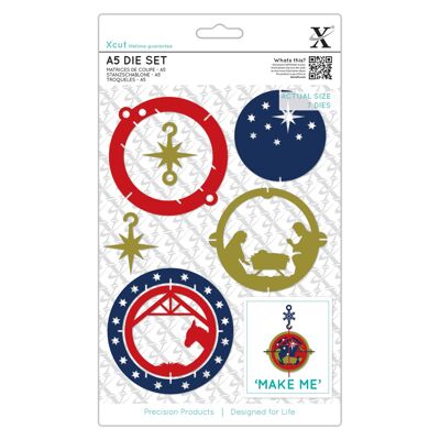 Troqueles Xcut A5, Bolas de Navidad, 7 piezas, acero al carbono, arte y manualidades, herramienta de corte, para una hermosa decoración, fabricación de tarjetas, envoltura de etiquetas de regalo, álbumes de recortes, creación de invitaciones, Crafters Companion