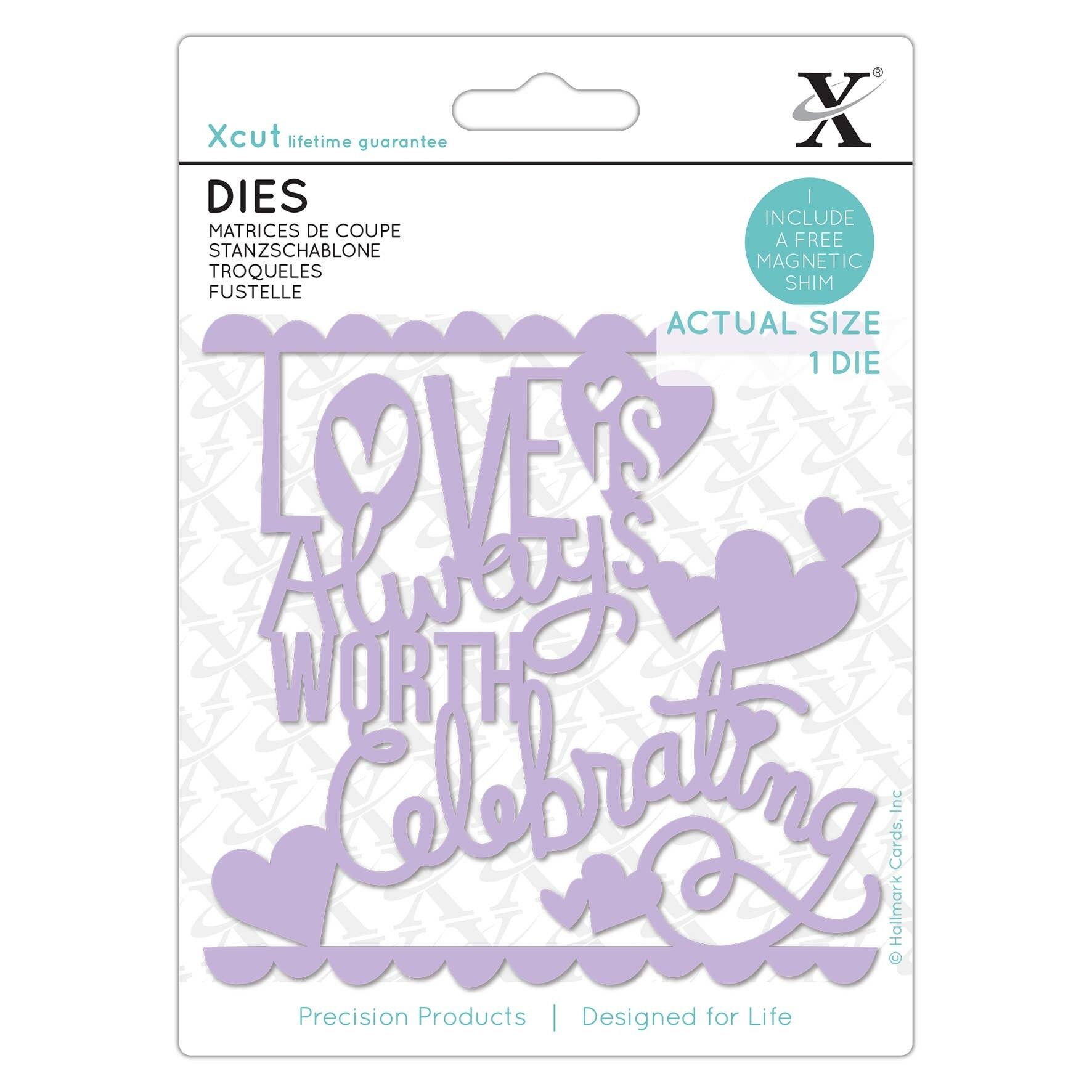 Xcut-Stanzformen „Love Worth Celebrating“, Karbonstahl, Kunst & Handwerk, Karbon-Schneidwerkzeug, Zubehör für schöne Dekorationen, Kartenherstellung, Geschenkanhänger, Verpackungen, Scrapbooking, Einladungsherstellung, Crafters Companion