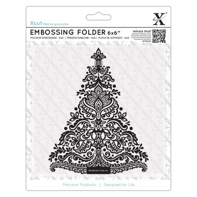 Carpeta de relieve con forma de árbol de 6 x 6 pulgadas para manualidades y manualidades de Xcut, accesorios para manualidades y manualidades, suministros para hacer tarjetas, decoración con relieve, suministros para marcar y accesorios para herramientas de manualidades, álbumes de recortes, almohadillas de tinta para relieve