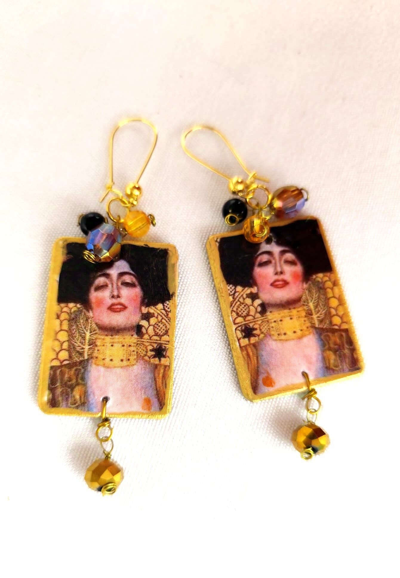Orecchini pendenti Gustav Klimt, orecchini artistici Gustav Klimt