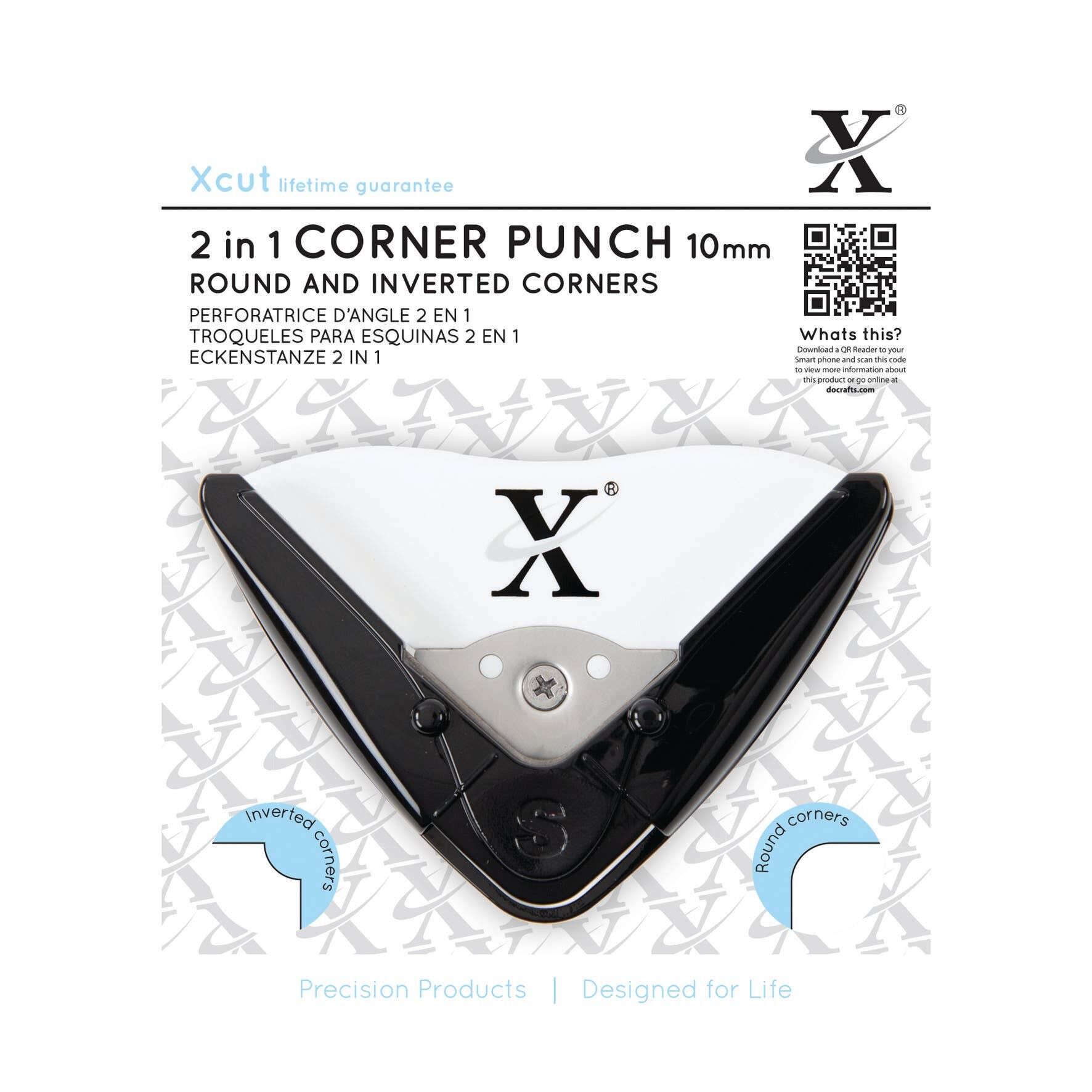Xcut Corner Punch 2 In 1 10mm Radius, Easy To Use Puncher Create Designs On Craft Makes For Paper, Thin Card,  Craft Supplies