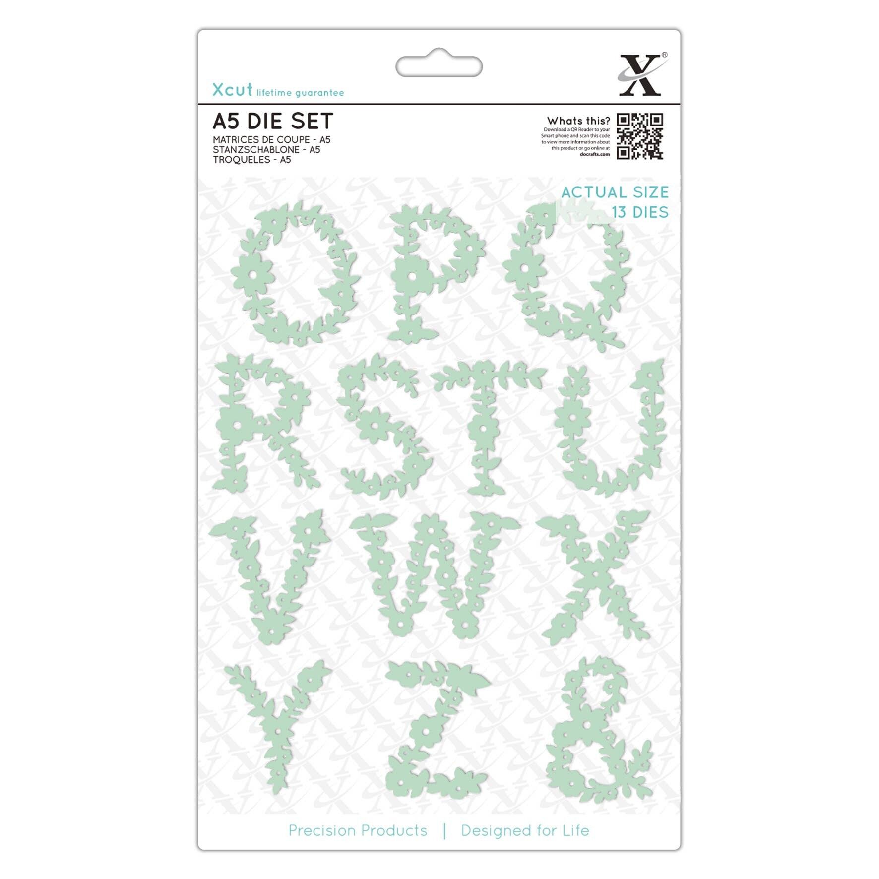 Xcut A5-Stanzformen, florales Alphabet O-Z, Karbonstahl, Kunst & Handwerk, Schneidewerkzeug-Zubehör, für schöne Dekorationen, Kartenherstellung, Geschenkanhänger, Verpackungen, Scrapbooking, Einladungsherstellung, Crafters Companion