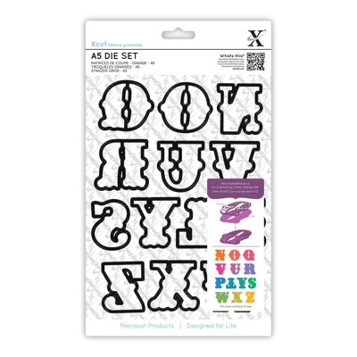 Juego de troqueles Xcut A5, alfabeto de carnaval N-Z, acero al carbono, manualidades artísticas, suministros de herramientas de corte, para hermosas decoraciones, fabricación de tarjetas, etiquetas de regalo, envolturas, álbumes de recortes, fabricación de invitaciones, Crafters Companion
