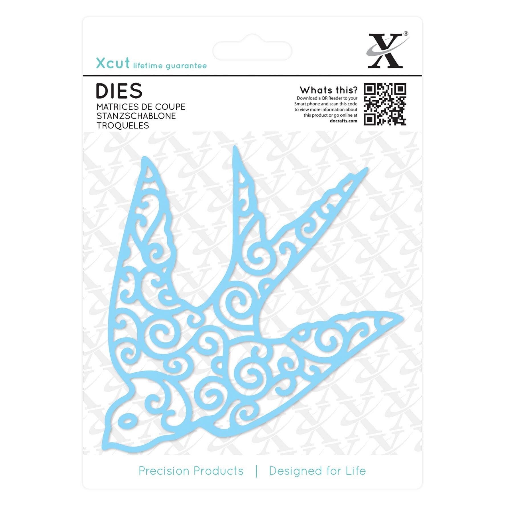 Xcut Dies Filigree Swallow, 1 pezzo in acciaio al carbonio, arte e artigianato, forniture per utensili da taglio, bellissime decorazioni, creazione di biglietti, confezionamento di etichette regalo, scrapbooking, creazione di inviti, Crafters Companion
