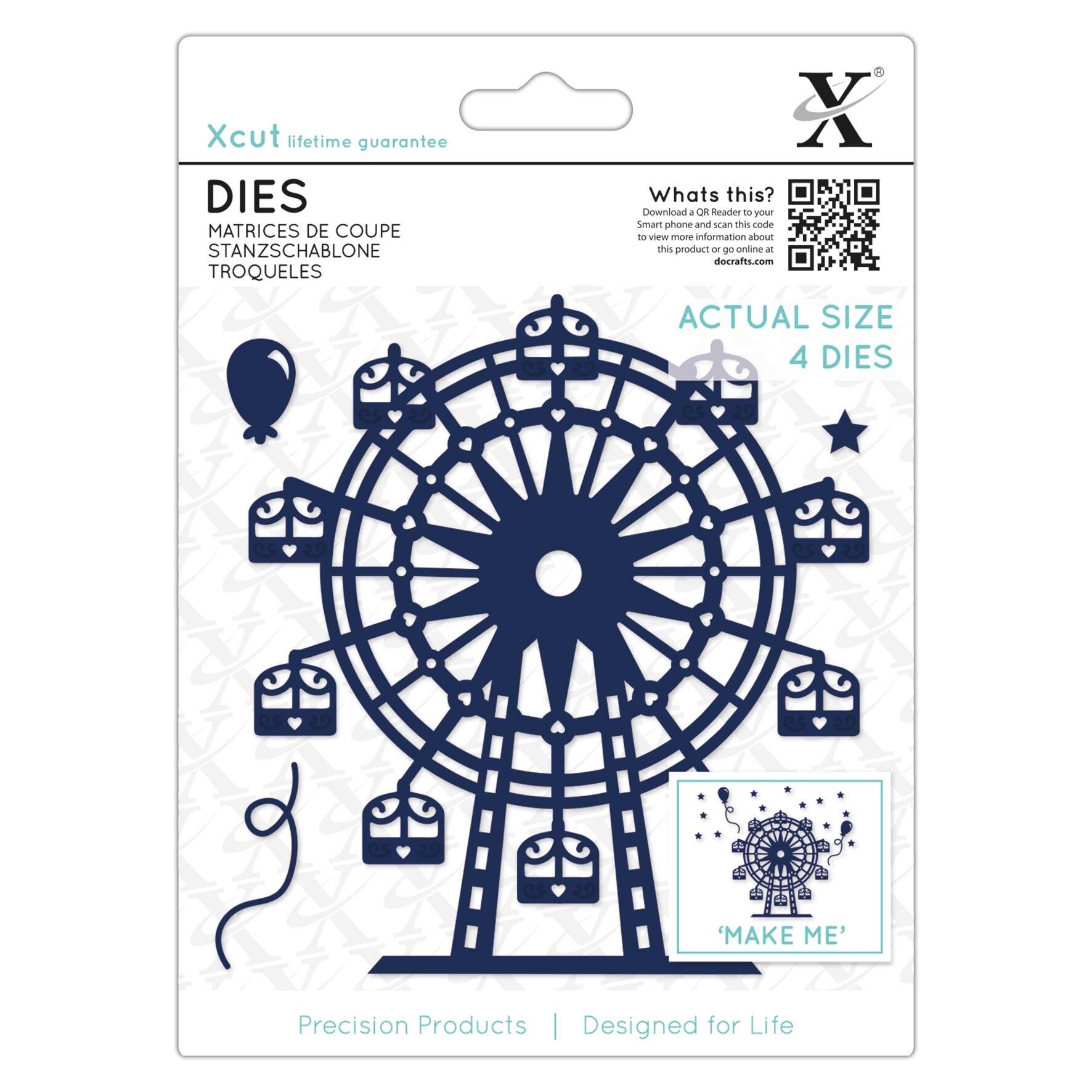 Xcut Dies Ferris Wheel, 4 pezzi, acciaio al carbonio per arte e artigianato, forniture per utensili da taglio in carbonio, per splendide decorazioni, creazione di biglietti, etichette regalo, confezioni, scrapbooking, creazione di inviti, Crafters Companion