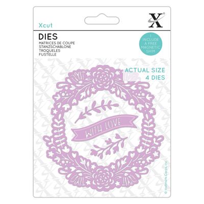 Matrices de découpe Xcut, With Love Wreath, 4 pièces, acier au carbone, art et artisanat, fournitures d'outils de découpe, pour une belle décoration, fabrication de cartes, emballage d'étiquettes cadeaux, scrapbooking, fabrication d'invitations, compagnon d'artisanat