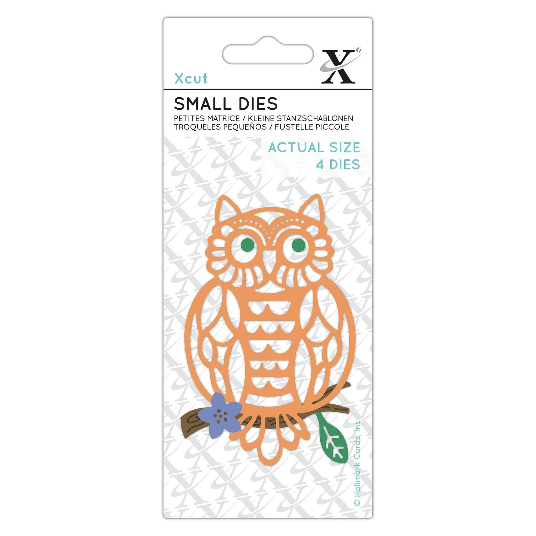 Xcut Kleine Stanzformen, Folk Owl, 4 Stück, Karbonstahl, Kunst & Handwerk, Schneidewerkzeug-Zubehör, für schöne Dekoration, Kartenherstellung, Verpacken von Geschenkanhängern, Scrapbooking, Erstellen von Einladungen, Crafters Companion