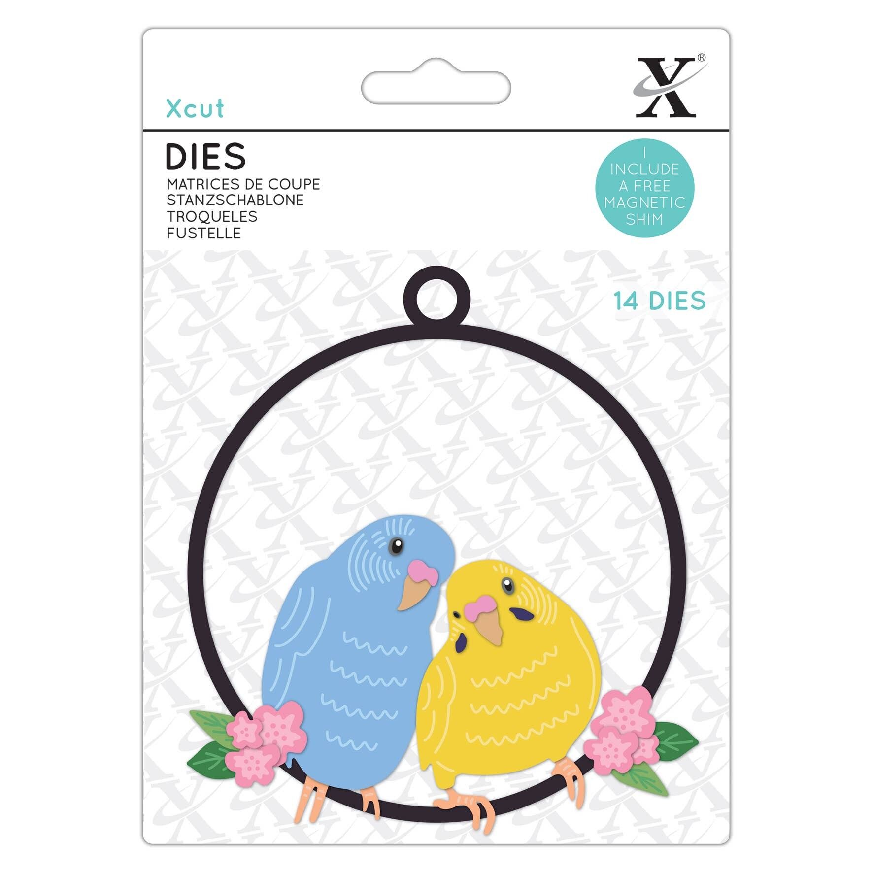 Xcut Stanzformen, The Budgie Bunch, 14-teilig, Karbonstahl, Kunst & Handwerk, Schneidewerkzeug-Zubehör, für schöne Dekorationen, Kartenherstellung, Verpacken von Geschenkanhängern, Scrapbooking, Erstellen von Einladungen, Crafters Companion