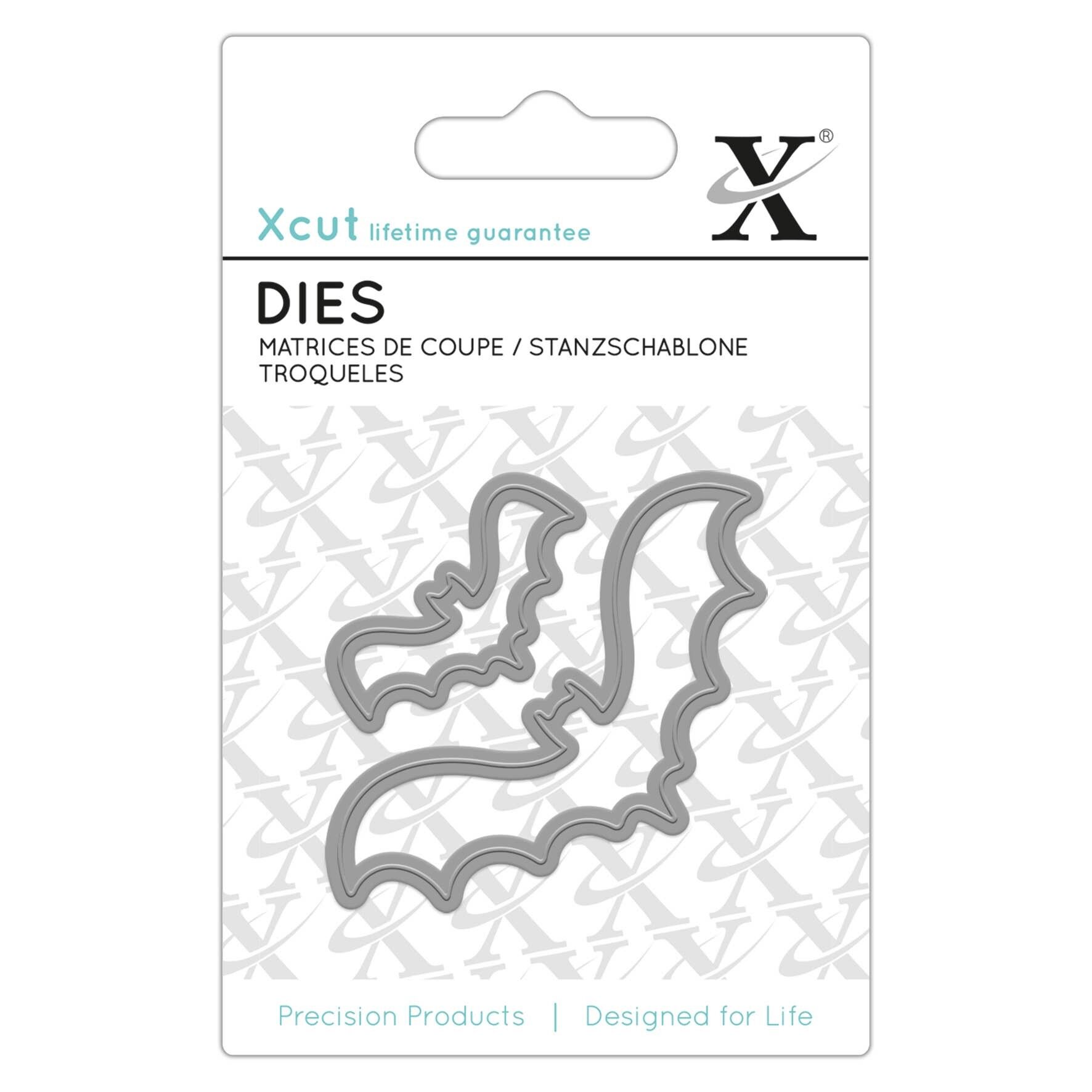Xcut Mini-Stanzform „Fledermäuse“, 2 Stück, Karbonstahl, Kunst & Handwerk, Karbon-Schneidwerkzeug-Zubehör, für schöne Dekorationen, Kartenherstellung, Geschenkanhänger, Verpackungen, Scrapbooking, Einladungsherstellung, Crafters Companion