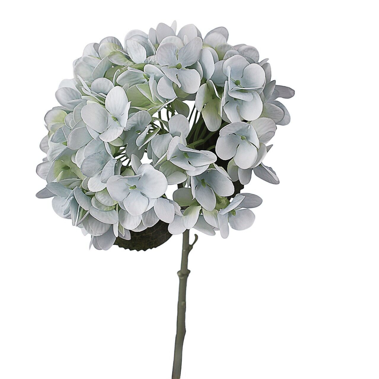 Hydrangea Silk Flower Stem, 35cm Tall - Light Blue